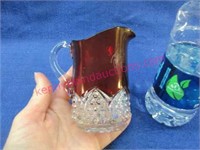 old "from pearl to mother" red-clear pitcher -4in