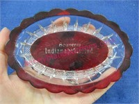 old "souvenir of indianapolis, ind" red-clear tray