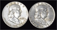 1957d & 1952p Franklin SIlver Half Dollars