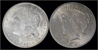 1922 Peace & 1921 Morgan Silver Dollars
