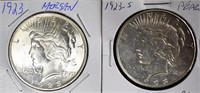 1923 and 1923s Peace Silver Dollars