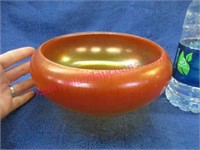 old orange iridescent stretch glass bowl