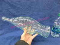 old italian clear glass fish bottle - 13in tall