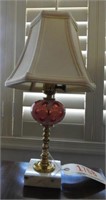 Cranberry thumbprint font boudoir lamp with