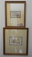 (2) framed 19th century plate etchings of