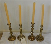 (2) Pairs of brass candlesticks, one pair is