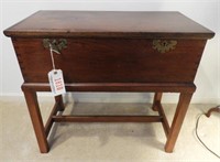 Early English Walnut pedestaled lift top chest