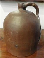 Primitive redware handled one gallon whiskey