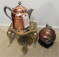 Early English brass tea stand, English brass