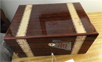 Contemporary dresser top jewelry box with inlay