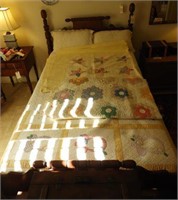 Mid 19th Century Acorn rope bed with mattress