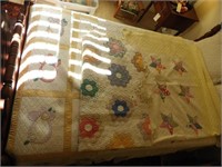 (3) hand stitched coverlets: Star pattern,