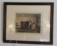 “Morning Duties” framed and signed lithography