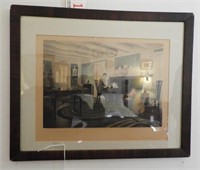 “An Afternoon Tea” framed and signed lithograph