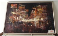 Contemporary Framed oil on canvas of city