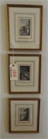 (3) Small framed French fashion scene lithographs