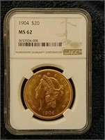 1904 Liberty $20 gold piece NGC MS62