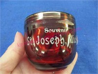 old "souvenir st. joseph, mich" red-clear mug