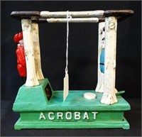 HUBLEY REPRODUCTION "ACROBAT" ANIMATED COIN BANK