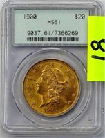 1900 U.S. $20 LIBERTY HEAD GOLD COIN
