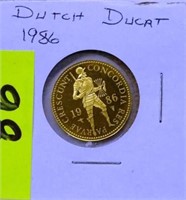 1986 DUTCH DUCAT GOLD COIN