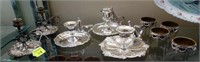 LOT OF SILVERPLATE CANDLES AND CELLARS