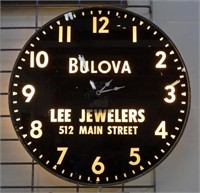 BULOVA JEWELERS LIT ADVERTISING WALL CLOCK