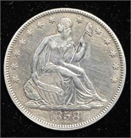 1858 SEATED LIBERTY HALF DOLLAR