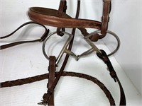 English bridle, d-ring snaffle bit and reins