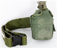US Military Pistol Belt with Canteen