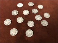 LOT OF 14 SILVER MERCURY AND ROOSEVELT DIMES