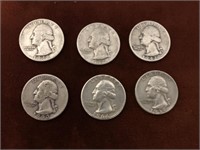 LOT OF 6 SILVER QUARTERS