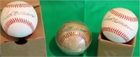 LOT OF 3 TED WILLIAMS AUTOGRAPHED BASEBALLS. TWO