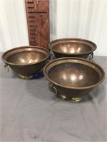 Copper bowls, set of 3, Made in Italy
