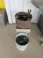 Metal Barrel W/ Misc Tools