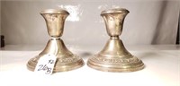 Pair Gorham Sterling Candle Holders Weighted