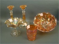 5 Piece Lot of  Marigold Imperial Carnival Glass