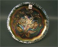 Imperial Teal Blue Open Rose Round Bowl