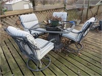 Metal Patio Table & Swivel Chairs with Cushions