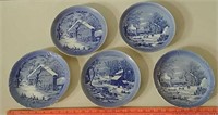 5 Blue decorative plates