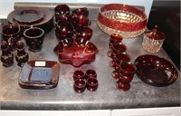 Several pieces of Ruby Red Dishes.