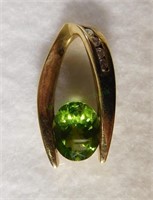 14kt Peridot and Diamond Pendant