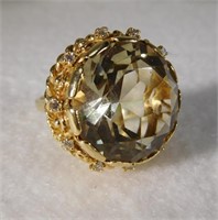 14kt Citrine and Diamond Ring