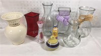 Assortment of glass and ceramic vases