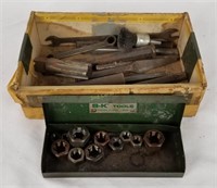Vintage Tool Lot; Taps, Dies, Chisels, S&k Box