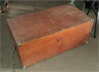 Large Vintage Wood Box W/ Metal Handles & Corners