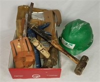 Sledge Hammers, Leather Tool Belts, Hard Hat, More