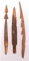 3 Ancient Inuit Barbed Bone Points
