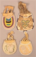 Group of 4 Beaded Bags, Iroquois and Midwest Types