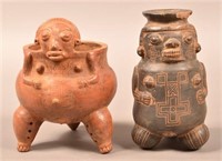 2 Replica Pottery Vessels, Meso-American Effigy St